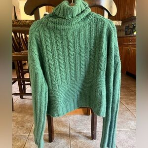 Teal turtleneck cropped sweater